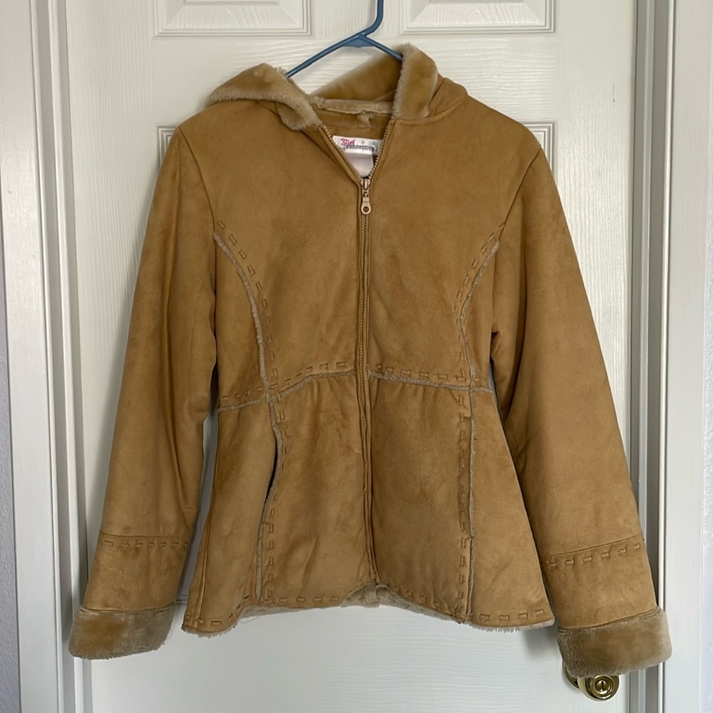Girl Connection Hooded Faux Fur/Suede Jacket